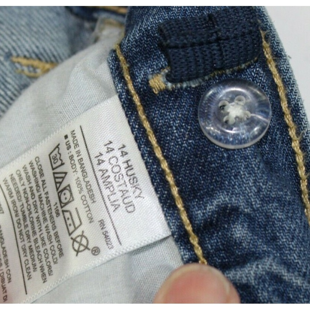 Old Navy Blue Denim Boot Cut Jeans Size 14 Husky, Adjustable Waistband boys - Picture 3 of 5